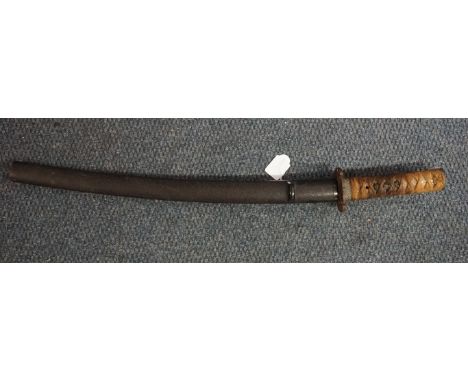 A Japanese wakizashi and scabbard, signed to tang, having 48cm blade. IN-HOUSE SHIPPING IS NOT AVAILABLE ON THIS ITEM. 