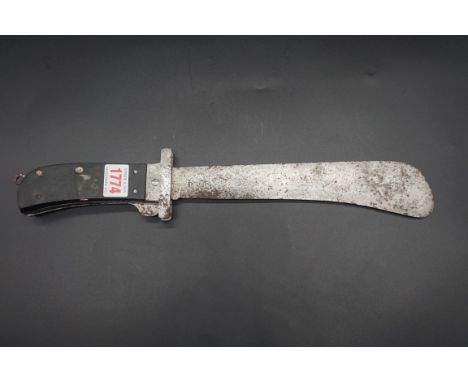 A World War II British military aircrew emergency 'Bail Out Kit' folding machete, inscribed 'G Butler & Co', with broad arrow
