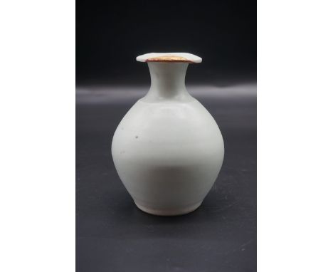 Studio Pottery: a Bernard Howell Leach for St Ives Pottery porcelain vase, with gilt detail to the rim, impressed marks, 14.5