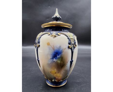 A Hadley's Worcester pot pourri vase and pierced cover, 15cm high. 