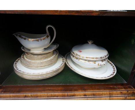 A Wedgewood 'Whitehall' pattern part dinner service;&nbsp;together with&nbsp;another Royal Worcester white and gilt part tea 