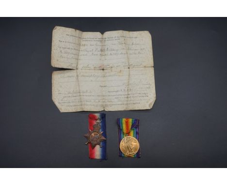 Medals:&nbsp;a World War I pair to&nbsp;32232 Gnr Jesse Vince, Royal Field Artillery, comprising: Aug-Nov 1914 Star; and Vict