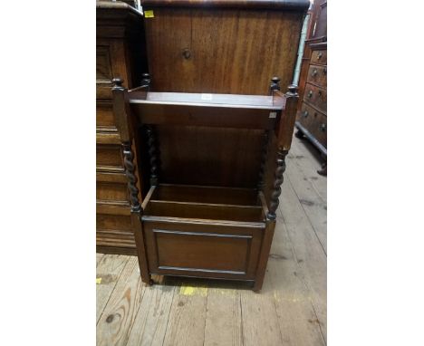 An early 20th century mahogany Canterbury, with book trough top, 44cm wide.&nbsp; 