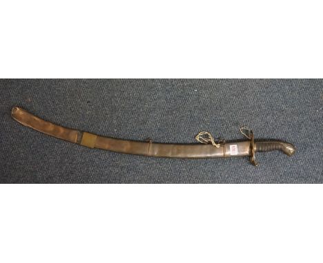 A 1796 pattern Irish cavalry sword and copper scabbard, having 75cm blade, the scabbard inscribed 'O'Brien, Sword Cutler, Cor