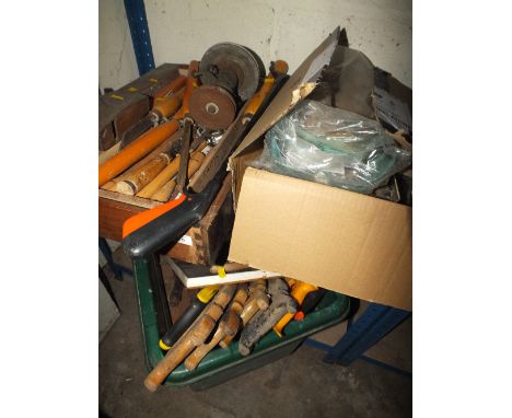 TWO BOXES PLUS A TRAY OF HAND TOOLS ETC