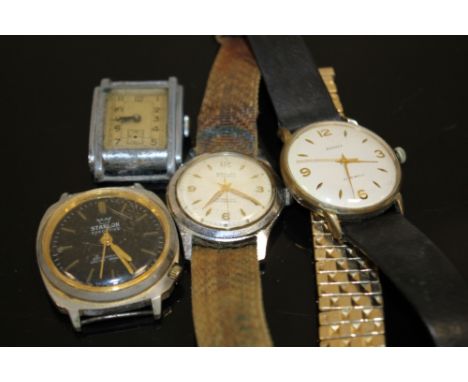 FOUR VINTAGE GENTS WRISTWATCHES