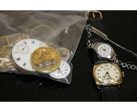A VINTAGE SERVICES WRISTWATCH , A LADIES WATCH WITH 'VOTES FOR WOMEN' TO THE FACE AND A SELECTION OF WRISTWATCHES AND PARTS