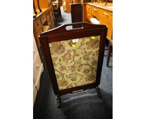 A MODERN TILT - TOP FIRESCREEN WITH INSET FLORAL PANEL