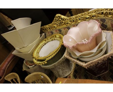 A quantity of various lamp shades