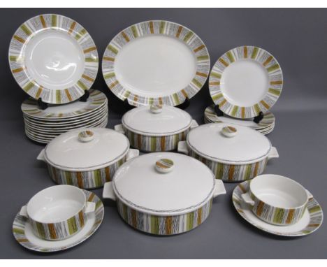 Midwinter 'Sienna' comprising 4 tureens, serving plate, 12 dinner plates, 6 salad plates, 2 bowls with saucers