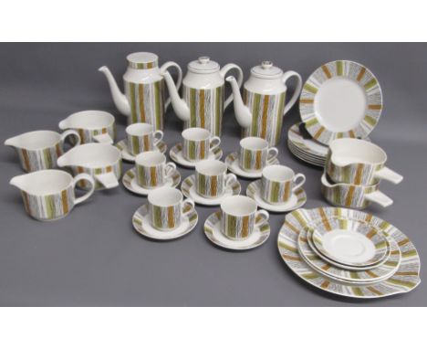 Midwinter 'Sienna' coffee set consisting of 3 coffee pots, side plates, cake plate, 8 cups and saucers milk jugs etc