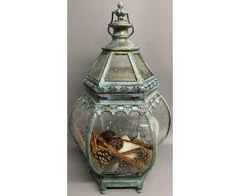 Large brass candle lantern Ht 64cm&nbsp;