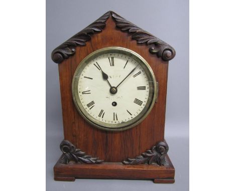 William IV bracket clock by Gentry - Stratford London, single fusee movement in a rosewood case, crack to glass&nbsp; - appro