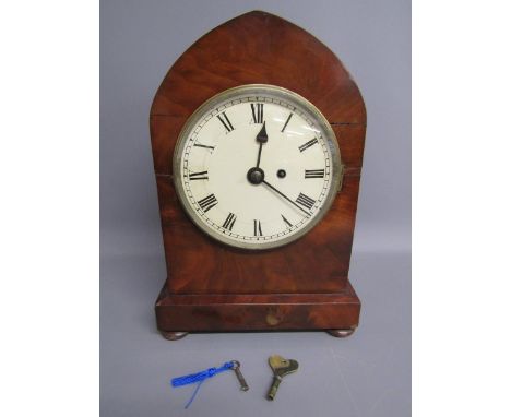 Victorian lancet mantel clock with single fusee movement, unsigned - approx. 27cm x 16cm x 39.5cm&nbsp;