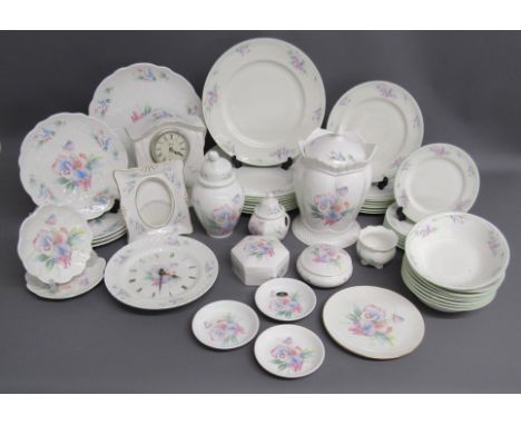 Aynsley 'Little Sweetheart' dinner plates, salad plates, side plates, bowls, crocus shape plates, table clock, wall clock, li