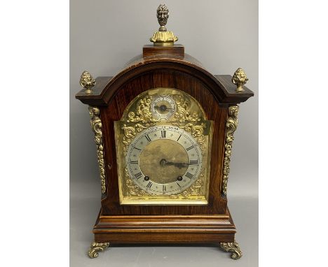 Reproduction mantel clock with ormolu mounts. Back door locked without key. Ht 41cm