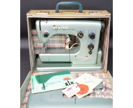 Swedish 1950s/60s Viking Husqvarna automatic sewing machine 21A, with original instruction booklet, spare tools &amp; oil in 