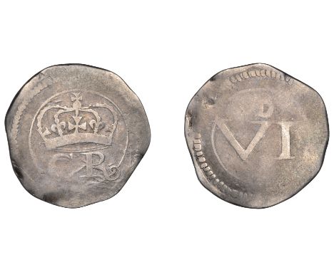 Charles I (1625-1649), Ormonde Money, Sixpence, no pellet between c r (?), r with curly tail, large mark of value, 3.01g/7h (