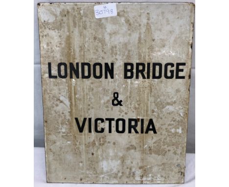 An enamel London Bridge - Victoria railway sign
