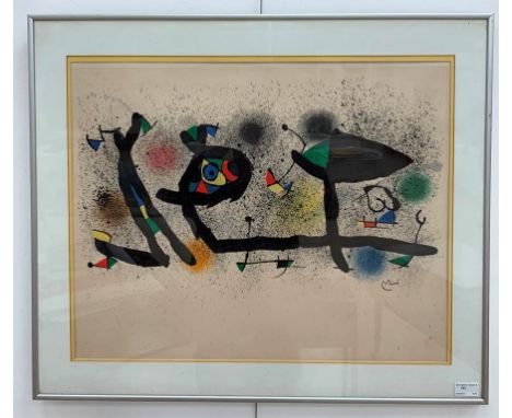 After Joan Miró (1893-1983):Abstract composition, colour lithograph, signed within plate, image approx. 48 x 60 cm