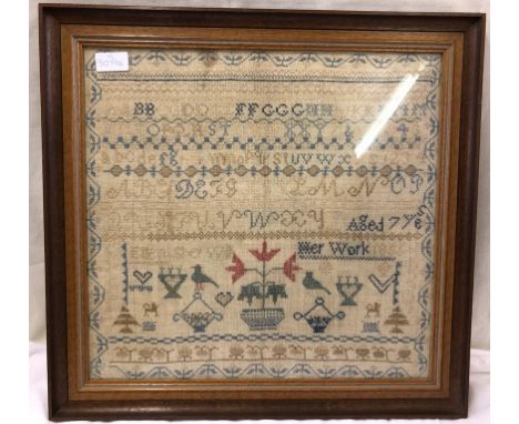 A 19th century alphabetical sampler (framed)