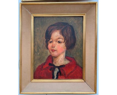 Pierre Dubreuil (French, 1891-1970): A Parisian portrait study, oil on board, signed & dated, stencil numbers & stamp verso, 