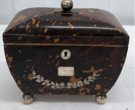 A Regency tortoiseshell tea caddy
