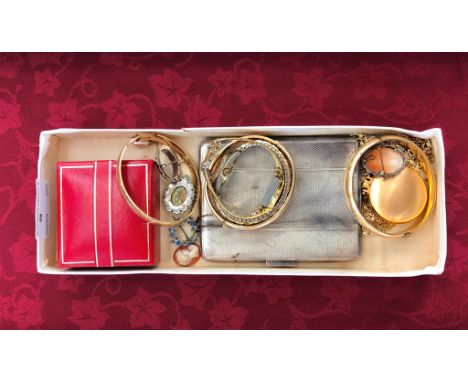 HM silver jewellery; together with a cigarette case, gold-plated pocket watch, 9ct Star of David etc