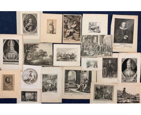 A large collection of Old Master prints to inc 17th century examples after Berghem, Waterloo, Blomaert, portrait studies etc 