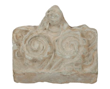 An Ancient terracotta antefix (roof tile), probably Roman, width 21cm, height 20cm 