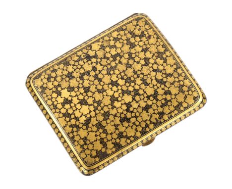 A Japanese Komai cigarette case, decorated allover with vine leaves, seal mark 8.5 x 7cm 