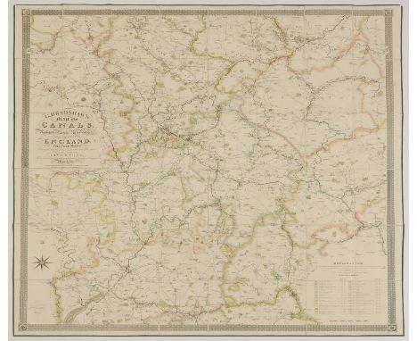 BRADSHAW, G: Map of Canals, Navigable Rivers, Railroads etc. of the Midland Counties of England from Actual Survey,.. Manches