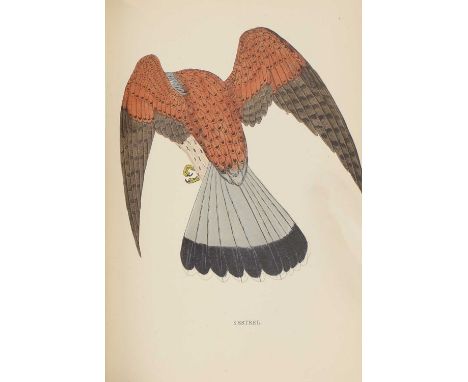 Morris, F O: A History of British Birds. In eight volumes. Groombridge, nd, C1880, with colour plates. Cont. half leather, cl