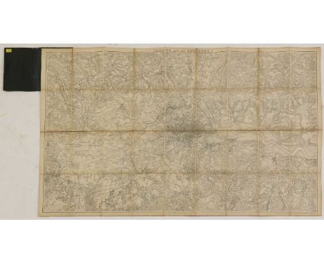 MAPS: Ordnance Survey Map of London &amp; its environs, 1861. Linen backed and folding into cloth covers (114 x 68 cm); Two O