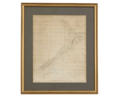 NEW ZEALAND MAPS: Chart of New Zealand, explored in 1769 and 1770, by Lieut. J Cook, Commander of His Majesty's Bark Endeavou