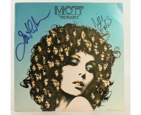 Vinyl / Autographs - Mott The Hoople - The Hoople. Original Uk album signed on front by Ian Hunter, Mick Ronson and Howie Cas