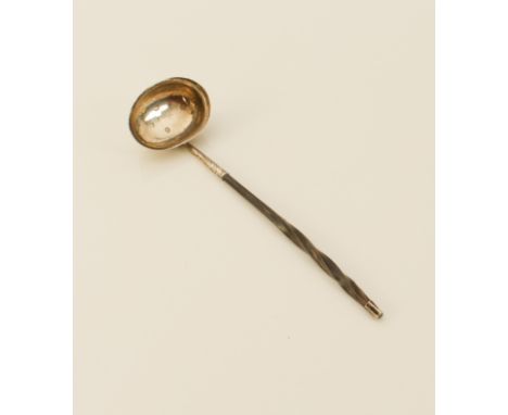 An unusual Georgian miniature silver and baleen toddy ladle - London hallmarks, makers mark E?, date letter rubbed, 17.5 cm l