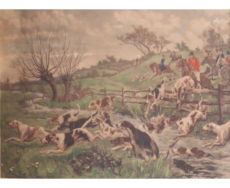 after Stanley Berkeley: a colour lithographic hunting print - Over the water, signed lower left in pencil, 19 x 29 in (48 x 7