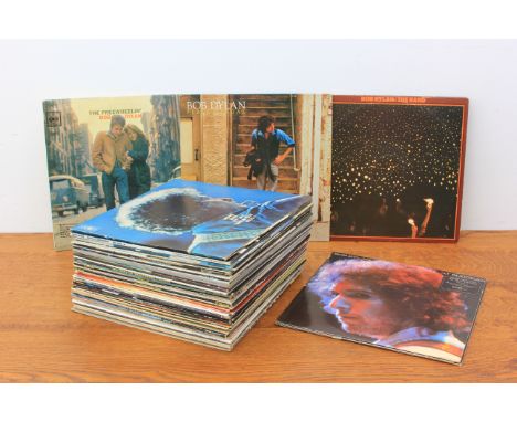 A box of approximately 60 vinyl LP records / albums - to include&nbsp; Bob Dylan (5), David Bowie (2), John Lennon (3), Wings