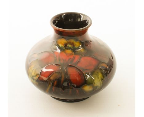 A small Walter Moorcroft vase in the 'Columbine' pattern - 1950s-60s, 'late Queen Mary' paper label, squat baluster form, pai