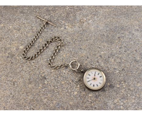 A silver pocket watch and silver Albert chain.