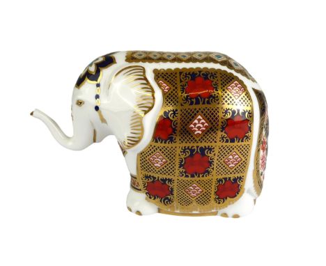 A Royal Crown Derby Elephant paperweight - with gold stopper, first quality, 10 cm high.* Condition: In very good condition, 