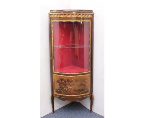 A stained beech wood, vernis martin, gilt-metal and glazed bowfront corner cabinet in the French 19th century style - late 20