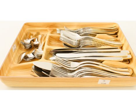 A modern 12-place set of Italian parcel-gilt stainless steel cutlery - gilt rope-twist borders, marked 'inoxpran 18/10 made i