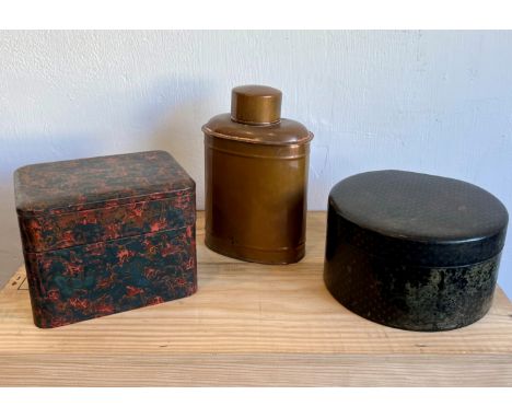 A group to include a Japanese lacquer box, a Regency&nbsp;Papier-m&acirc;ch&eacute; box and a copper caddy (3)