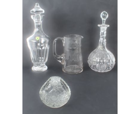 A Waterford Crystal cut glass 'Sheila' decanter - with original foil factory label, 32.5 cm high; together with a late-Victor