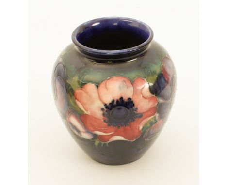 A Moorcroft ovoid vase in the 'Anemone' pattern - impressed factory mark with facsimile signature,&nbsp;also impressed 'Potte
