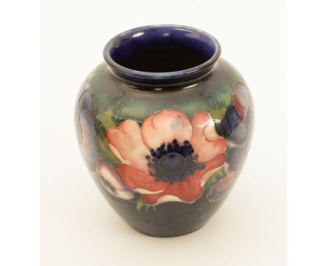 A Moorcroft ovoid vase in the 'Anemone' pattern - impressed factory mark with facsimile signature,&nbsp;also impressed 'Potte