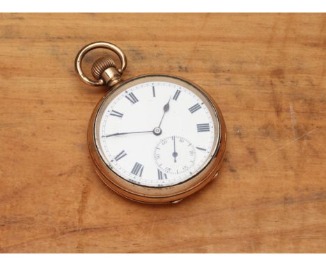 A rolled gold fob wind open face pocket watch - early 20th century, with signed La Tavannes 15 jewel lever movement, stamped 