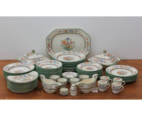 An 83-piece Copeland late Spode Chinese Rose pattern part dinner service - early 20th century, impressed and brown printed fa